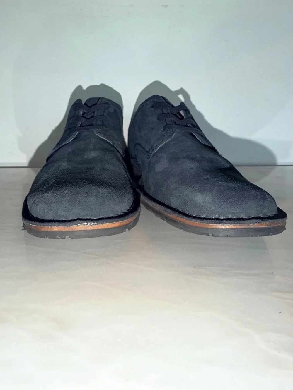 John Varvatos USA Blue Suede Derby Shoes Mens 11 Navy Lace Up Casual Dress